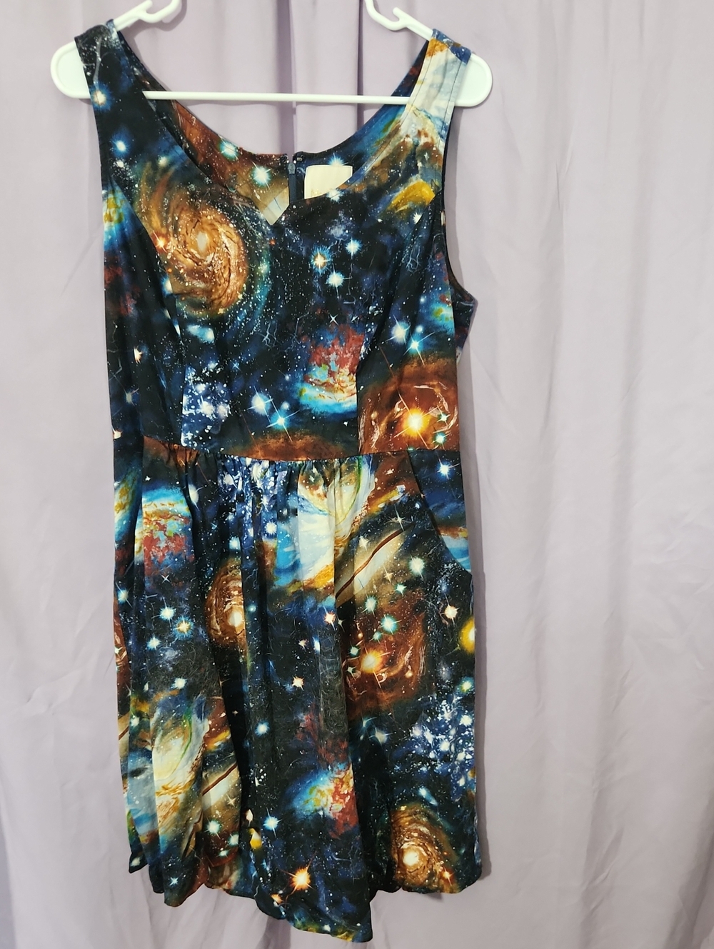 ModCloth Blue & Yellow Galaxy Print Dress